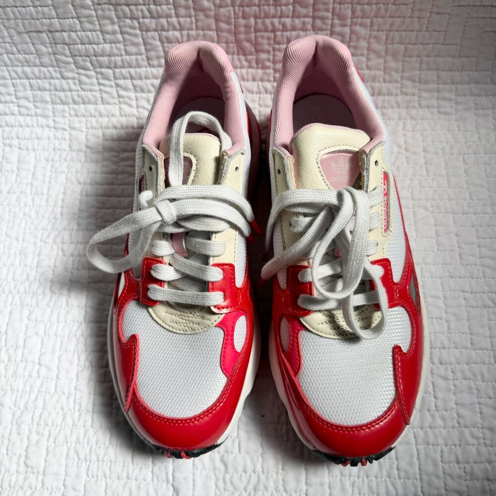 Adidas Originals Falcon Active Red Crystal White Chunky Sneakers EE3830 Size 8.5